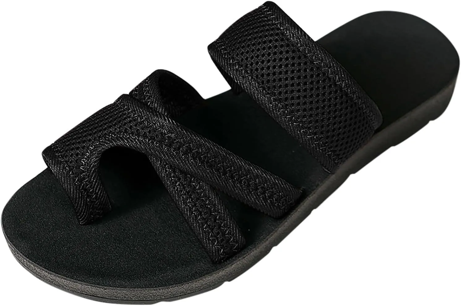 2024 Women's Hollow Mesh Slide Sandals - Dressy Summer Flats Comfortable Orthopedic Arch Support Slip On Mesh Sandals