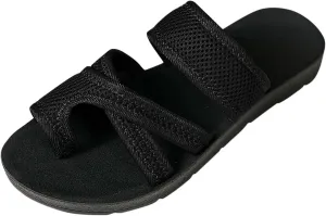 2024 Women's Hollow Mesh Slide Sandals - Dressy Summer Flats Comfortable Orthopedic Arch Support Slip On Mesh Sandals