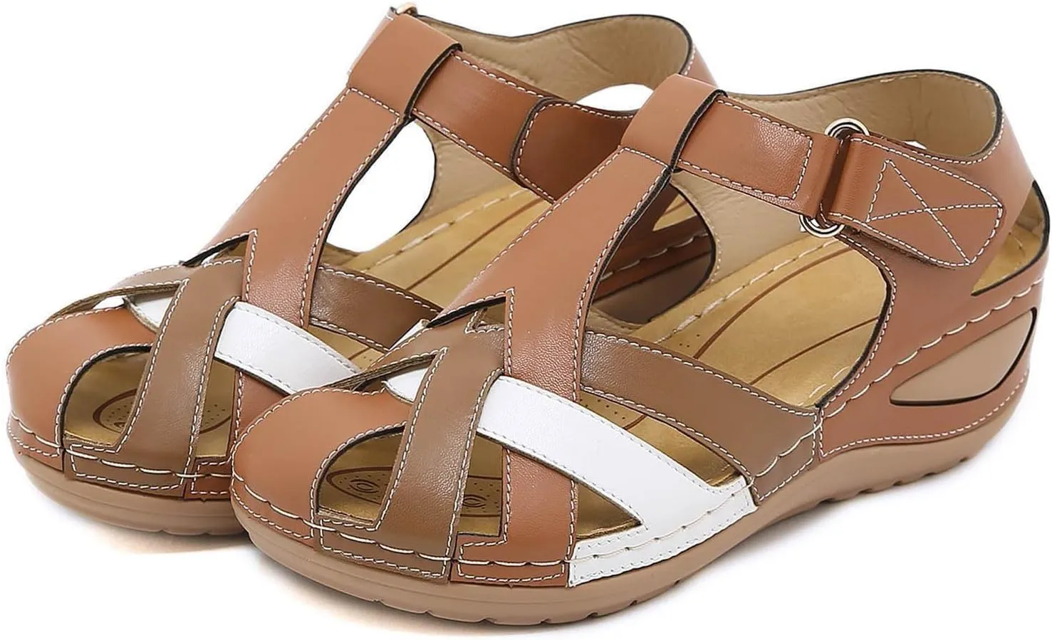 2025 Womens Sandals Close Toe Orthopedic Sandals for WomenDressy Summer Beach Bohemia Ankle Strap Causal Comfortable Closed Toe Wedge Shoes for Outdoor