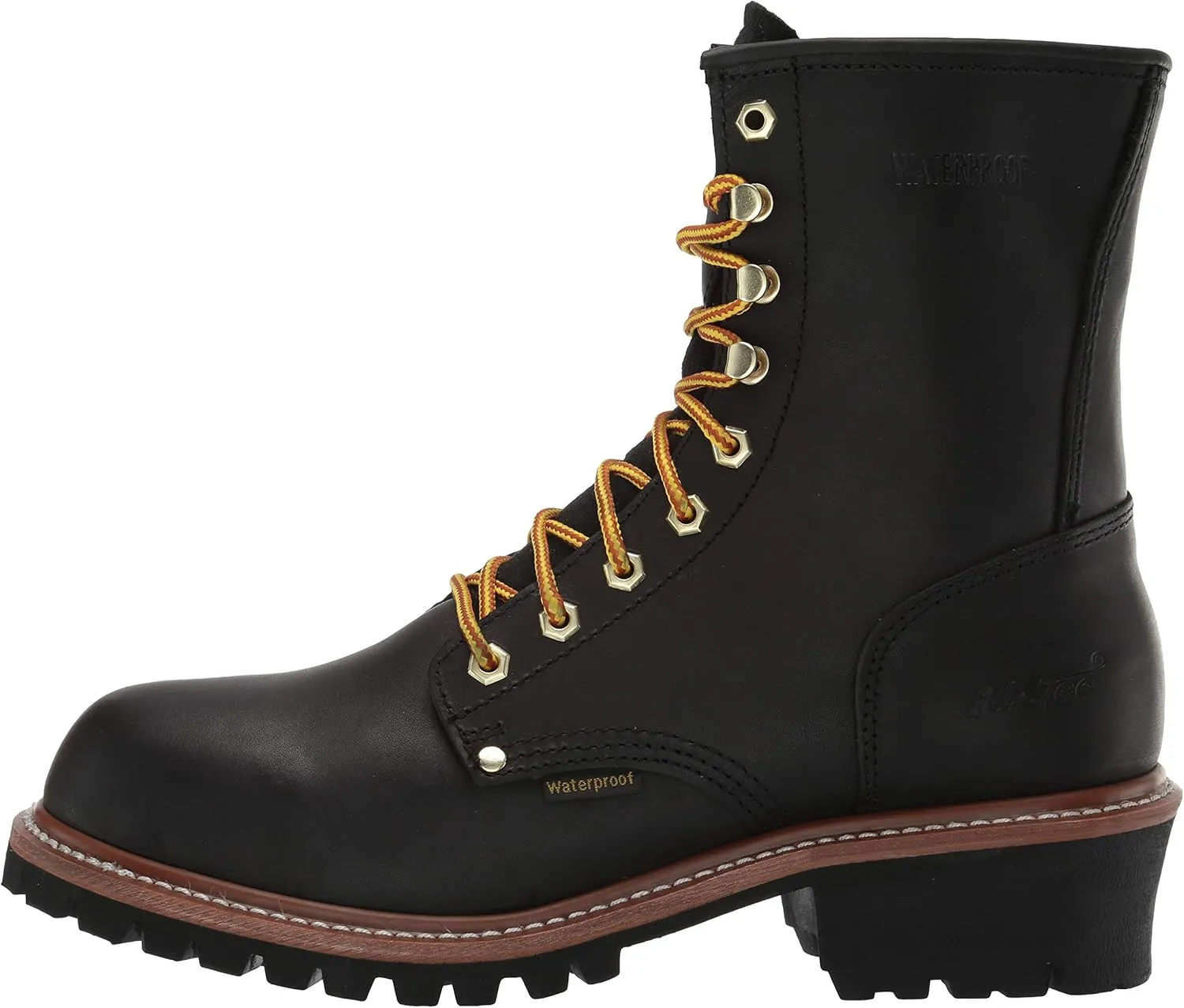 Ad Tec 9in Logger Full Grain Oiled Leather Work Boots for Men - Plain Soft Toe & Shock Absorbing Non Slip Rubber Lug Sole