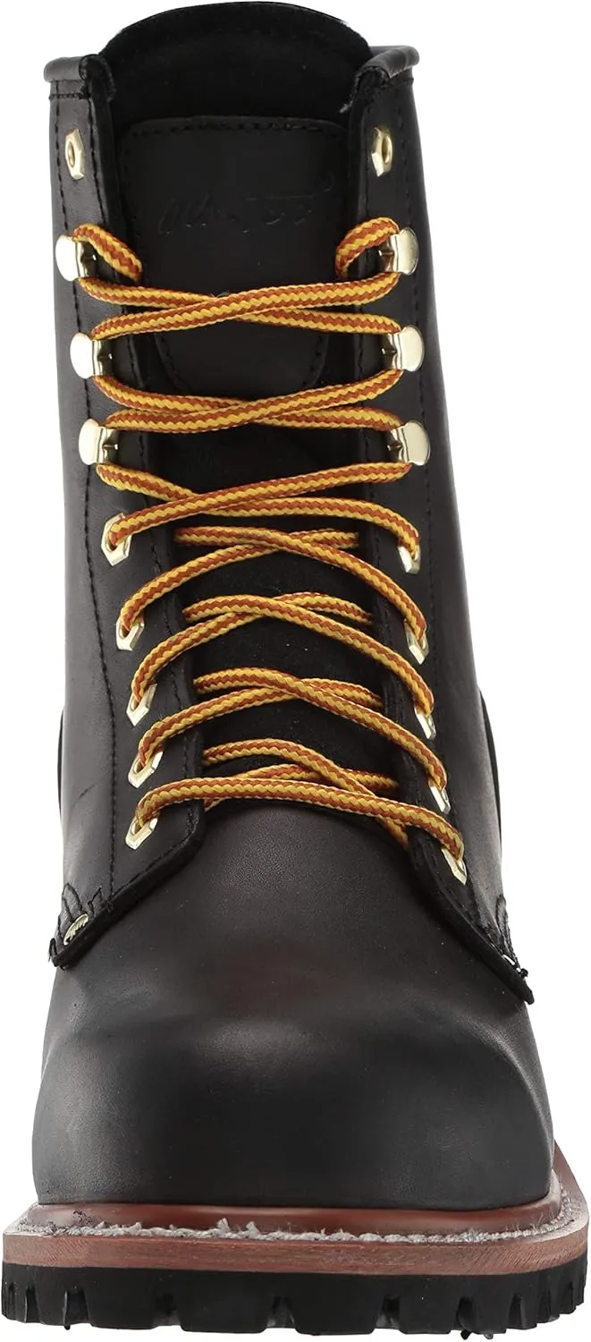 Ad Tec 9in Logger Full Grain Oiled Leather Work Boots for Men - Plain Soft Toe & Shock Absorbing Non Slip Rubber Lug Sole