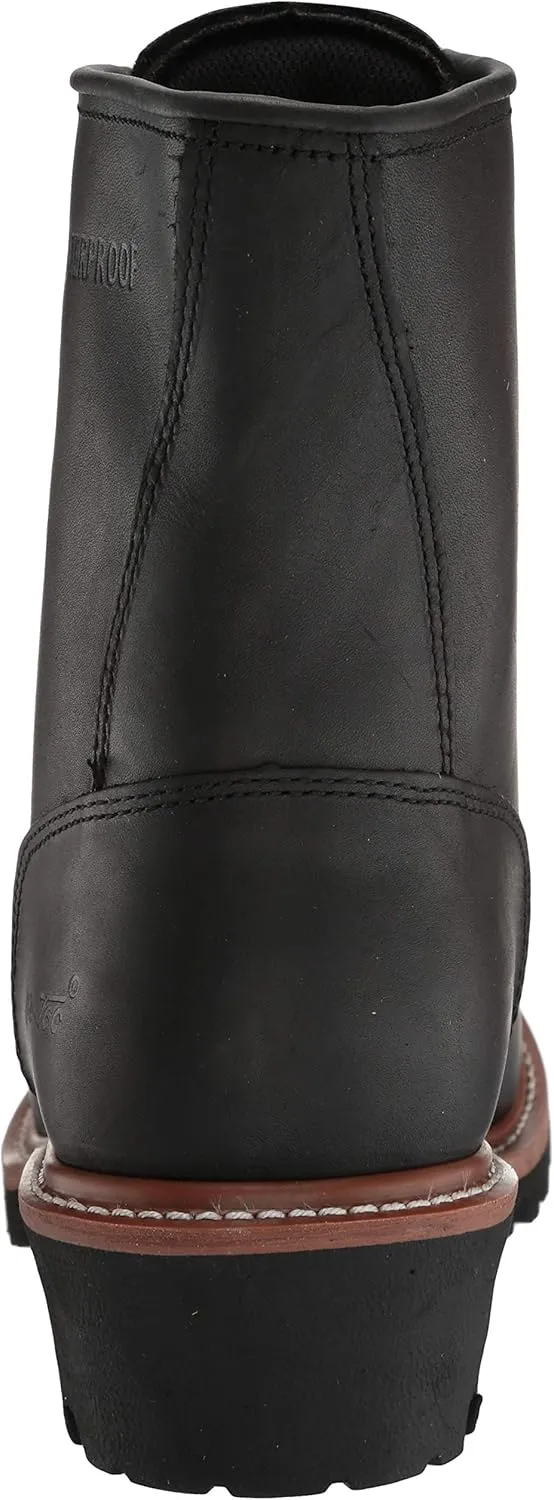Ad Tec 9in Logger Full Grain Oiled Leather Work Boots for Men - Plain Soft Toe & Shock Absorbing Non Slip Rubber Lug Sole