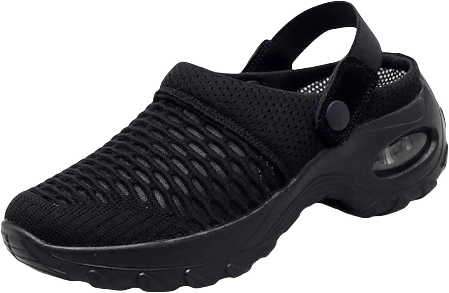 Air Cushion Orthopedic Slip On Shoes Womens Breathable Mesh Garden Shoes Comfortable Walking Shoes Fashion Knit Fabric Clogs For Women On Feet All Day