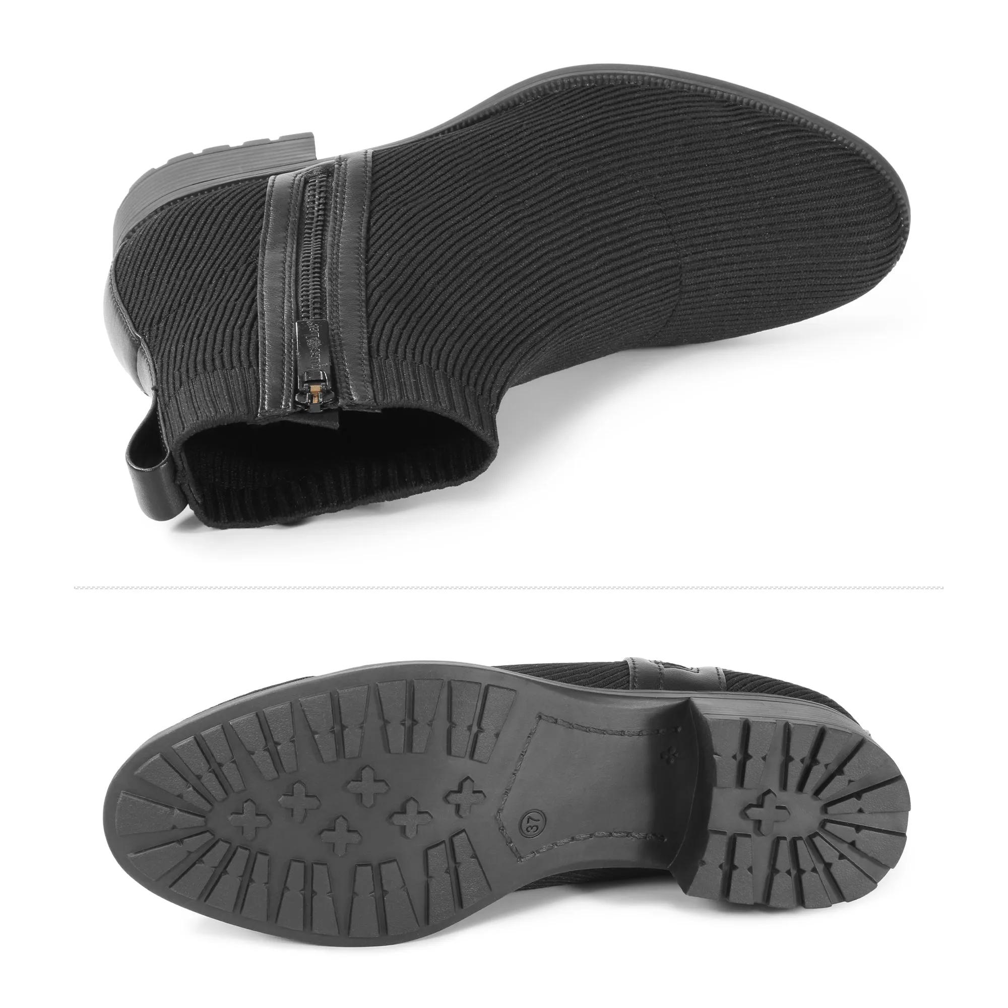 Alba Knit Ankle Boots (Nero)