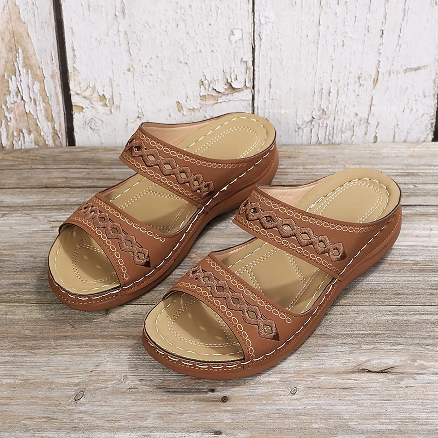 AMDBEL Orthopedic Sandals for Women,Women Walking Slippers with Arch Support Anti-Slip Sandals Slip On Flip Flop Casual Shoes