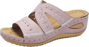 AMDBEL Sandals for Women 2024 Dressy Orthopedic Sandals with Arch Support Flip Flops Wedge Sandals Comfortable Walking Shoes