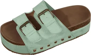 AMDBEL Sandals for Women 2024,Women's Platform Sandals Slip on Mules Casual Buckle Straps Summer Slippers Shoes