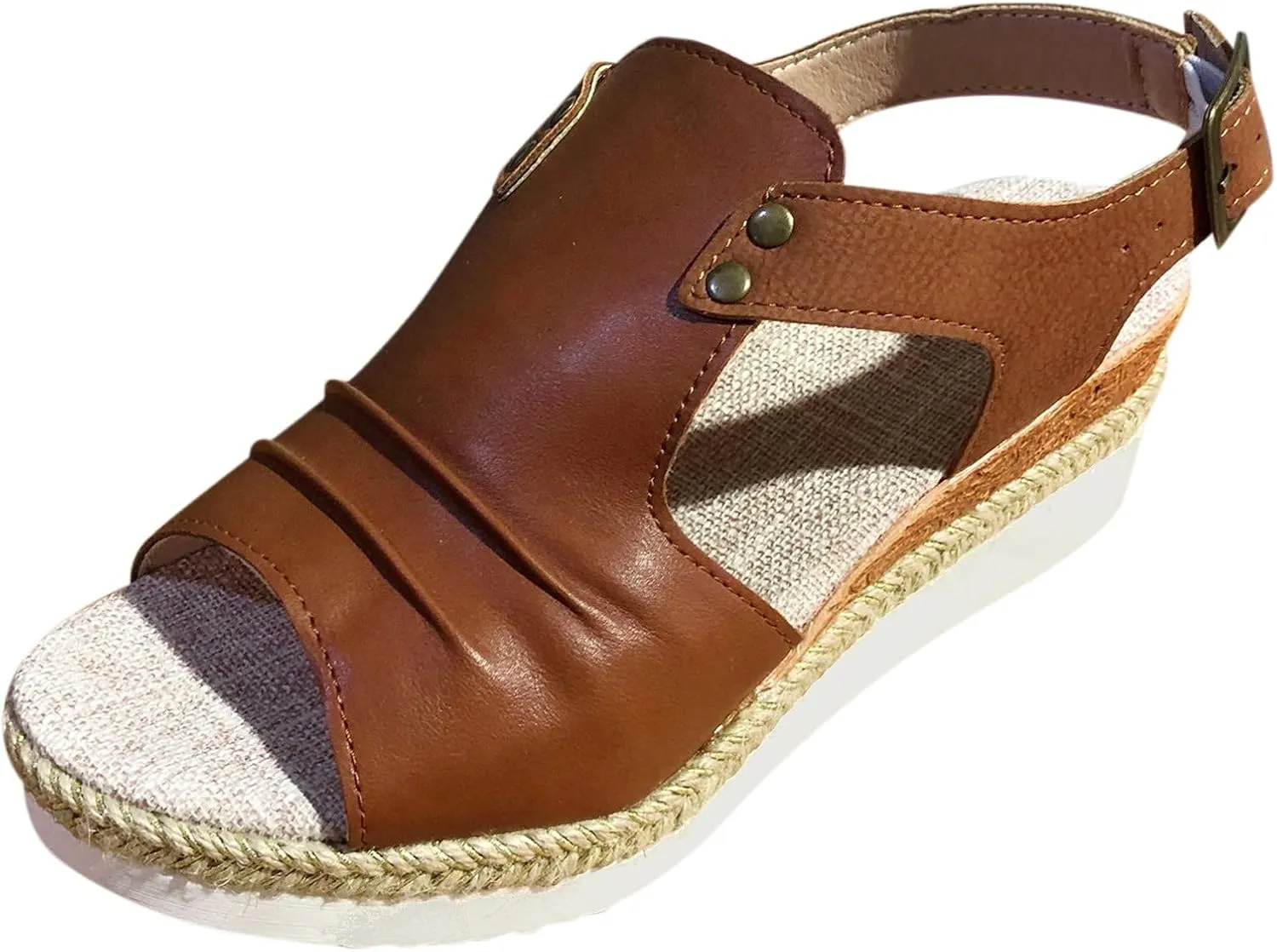 AMDBEL Summer Sandals for Women - 2024 Orthopedic Platform Wedge Sandals with Open Toe Ankle Strap for Dressy, Casual, Beach & Boho Styles