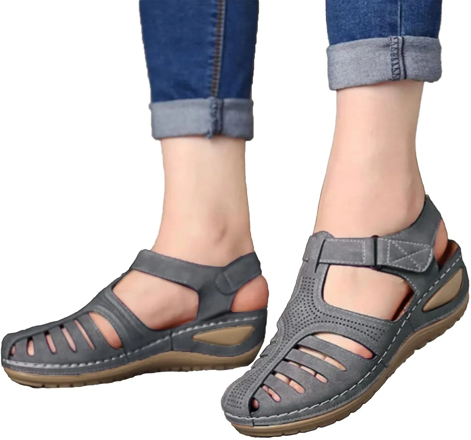 AMDBEL Summer Sandals for Women 2024, Sandals Women Wedge Orthopedic Platform Summer Sandals Trendy Comfortable Flip Flops