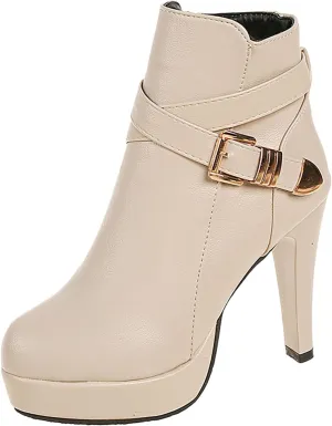 Ankle Boots for Women Comfy Fall And Winter New With Side Zipper Waterproof Taiwan Fine Heel Short Boots