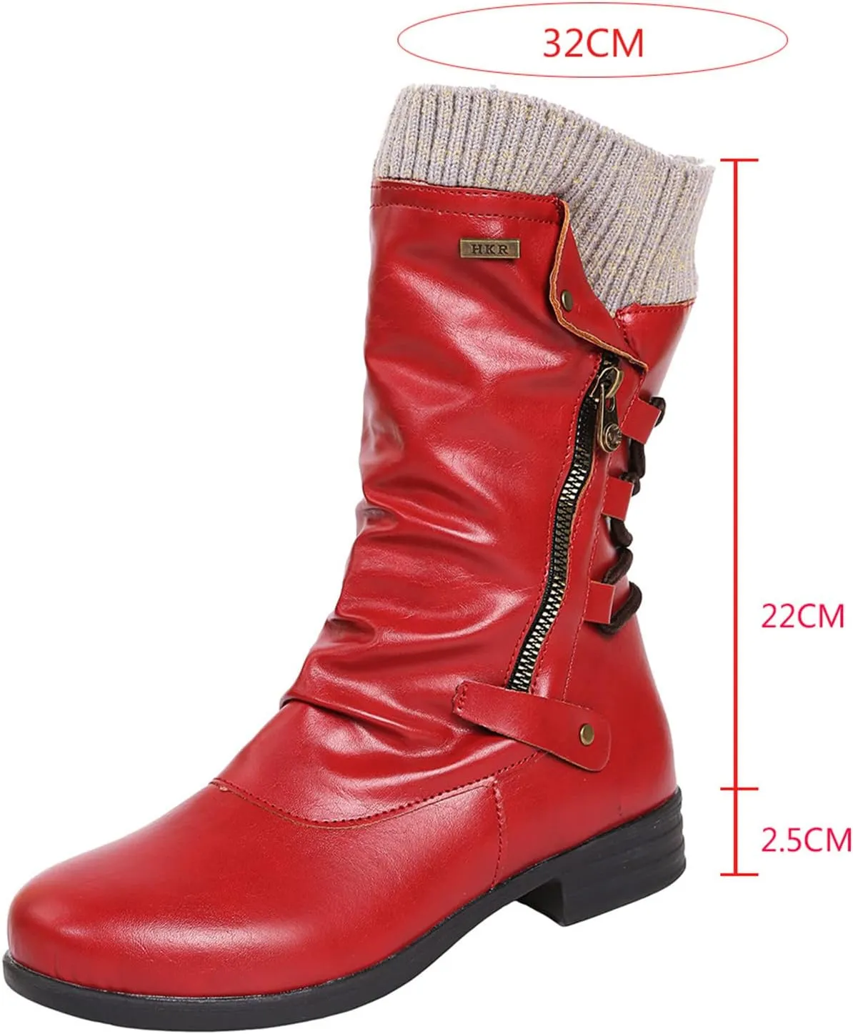 Ankle Boots for Women Comfy Mid Calf Boots for Women Low Heel Winter Flat Large Size Woolen Mouth Mid Calf Boots