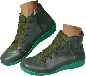Ankle Boots for Women Dressy Comfortable Boots for Women Round Toe Lace up Vintage Western Women Lighweight Boots