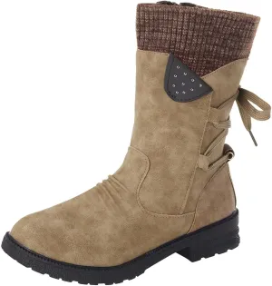 Ankle Snow Boots for Women 2023 Lightweight Women Snow Boots Calf High Women's Black Leather Winter Boots Outdoor Boots Women Brown Womens Winter Ankle Boots Wide Width
