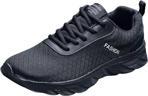 Arch Support Fitness Sneaker for Men Breathable Elastic Fly Woven Mesh Sneaker Breathable Lace Up Shoes for Men