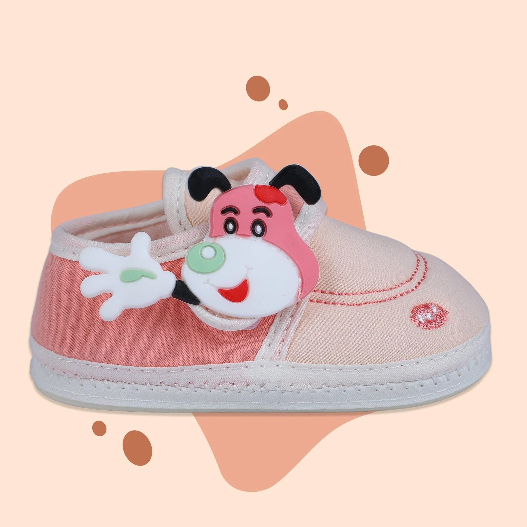 Baby Moo Puppy Face Soft Sole Anti-Slip Booties - Pink