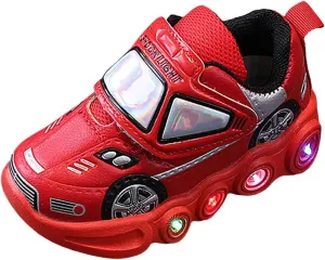 Baby Toddler Fashion Light Shoes Boys Girls Cartoon Car Casual Light Up Shoes for Sports Tennis Running and Walking