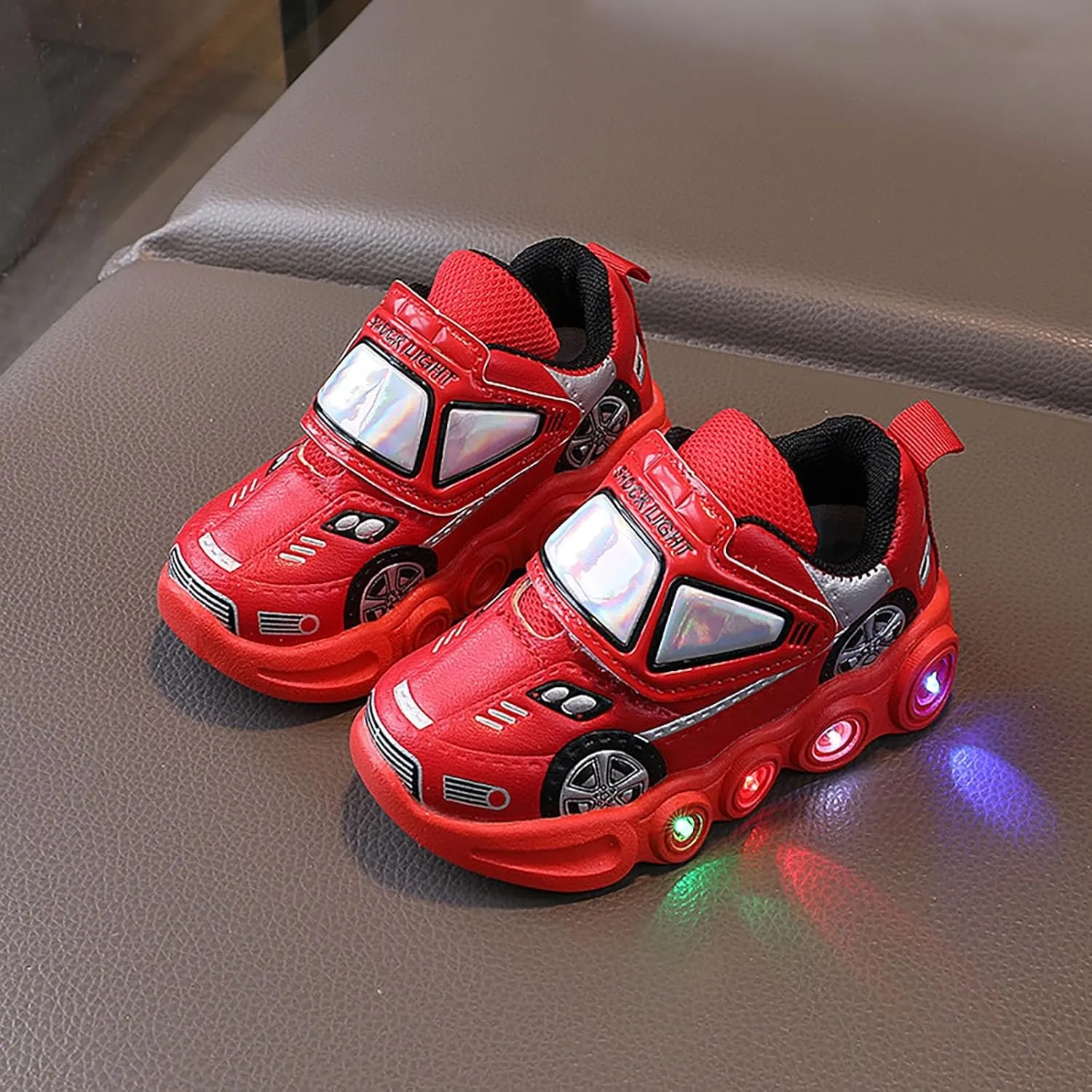 Baby Toddler Fashion Light Shoes Boys Girls Cartoon Car Casual Light Up Shoes for Sports Tennis Running and Walking