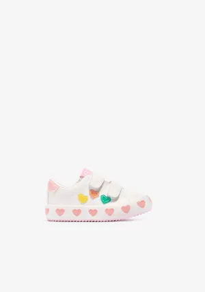 Baby's White Heart Sneakers Napa