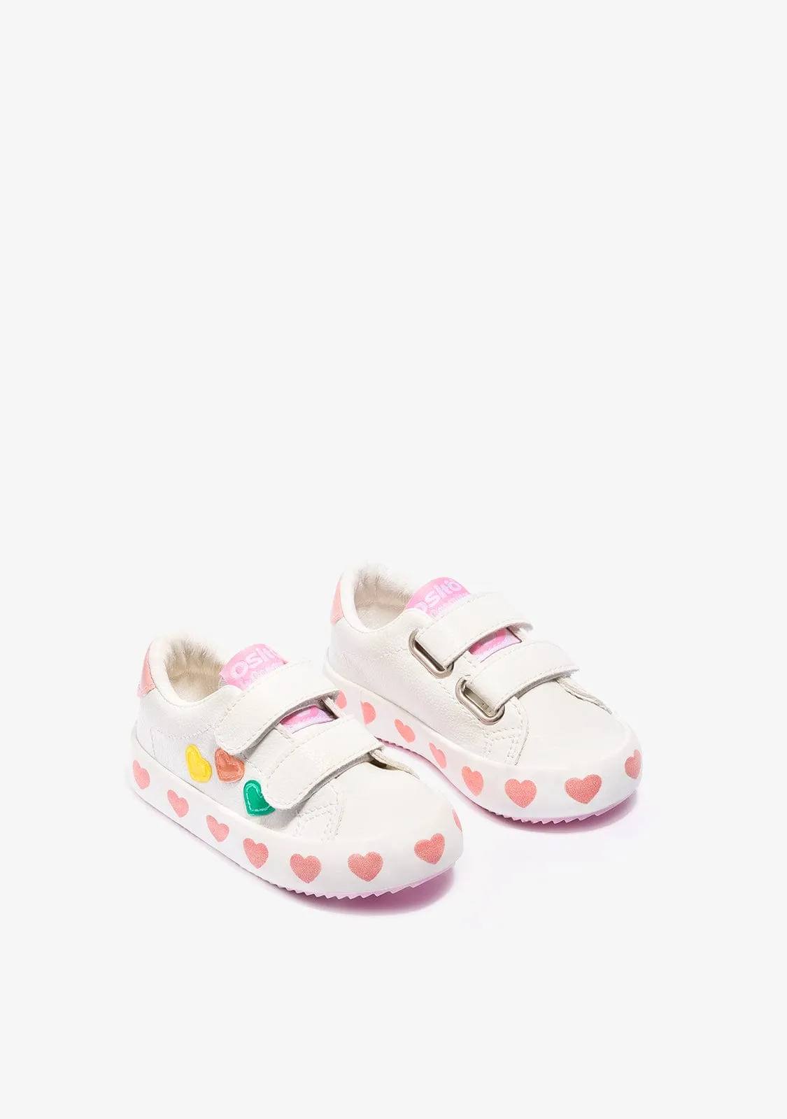 Baby's White Heart Sneakers Napa