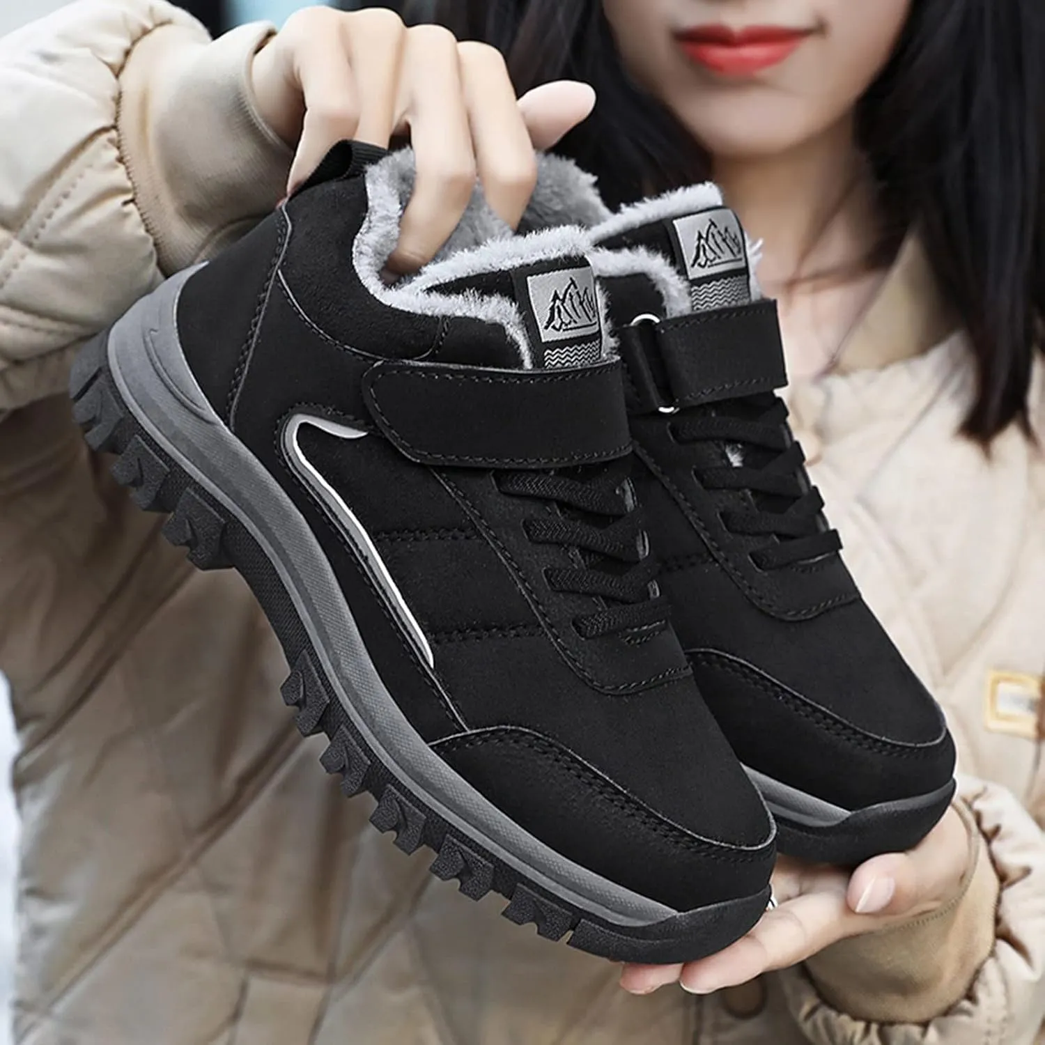 Black Knee High Winter Boots for Women Women Waterproof Snow Boots with Zipper Winter Boots for Women Ankle Booties Sexy Womens Duck Boots Waterproof Insulated Wide Botas Nieve