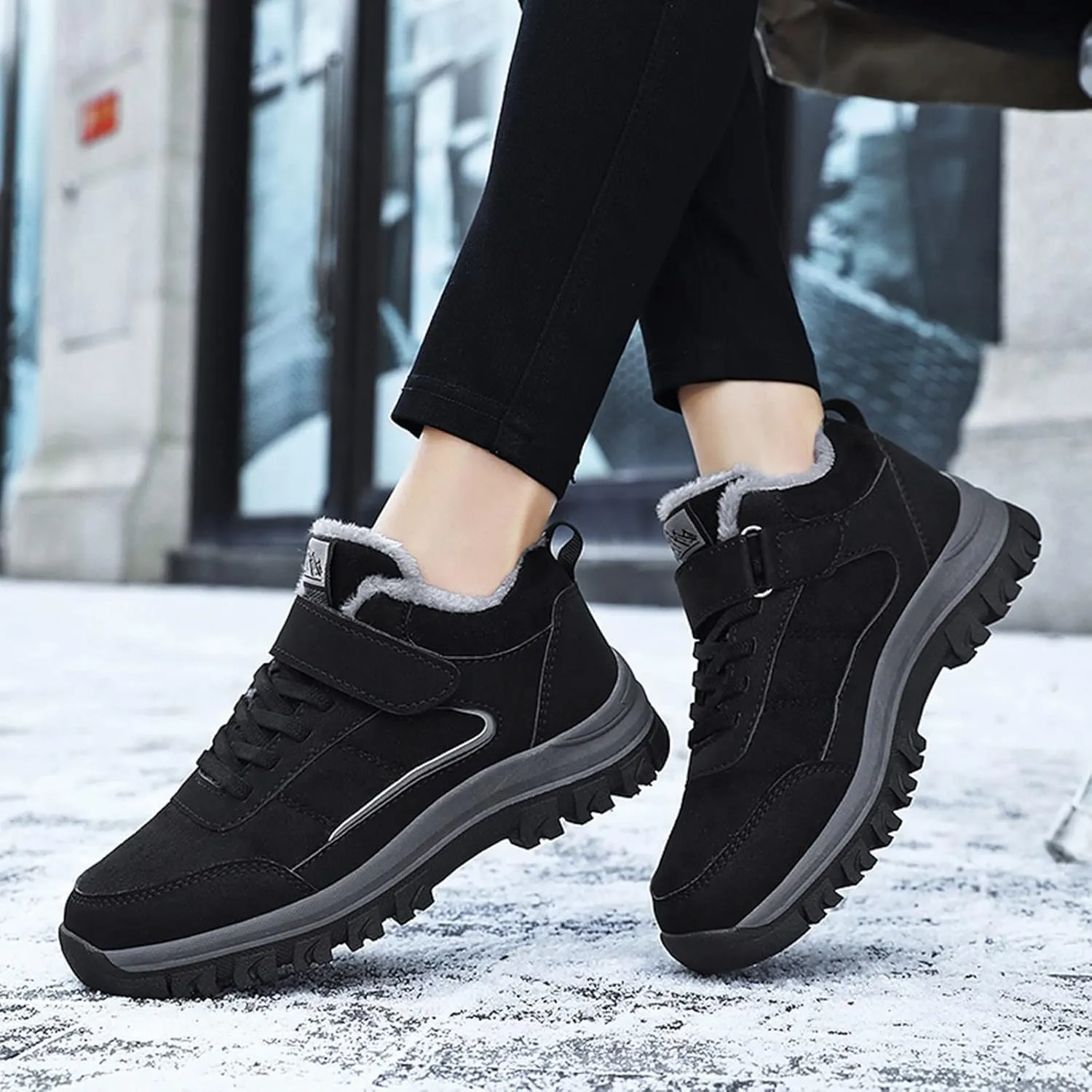 Black Knee High Winter Boots for Women Women Waterproof Snow Boots with Zipper Winter Boots for Women Ankle Booties Sexy Womens Duck Boots Waterproof Insulated Wide Botas Nieve