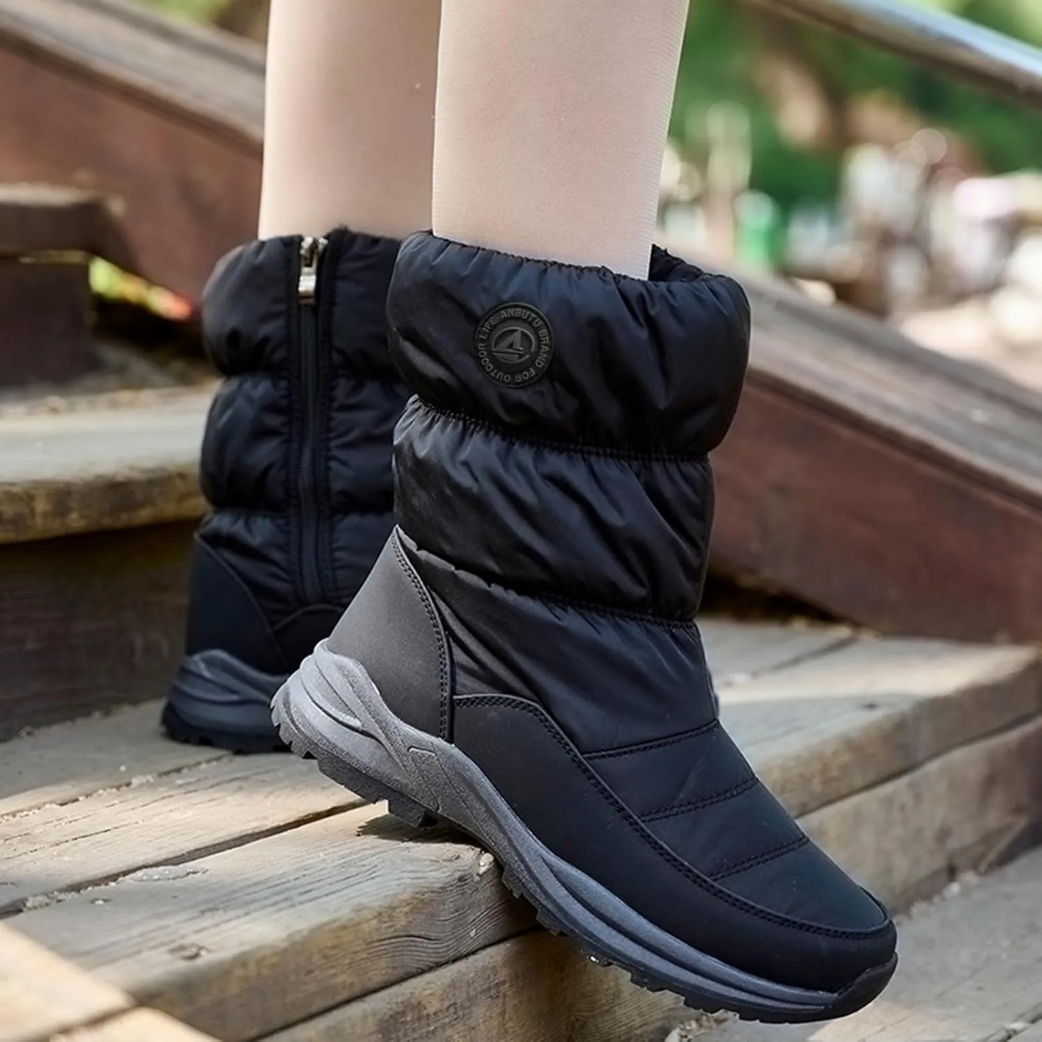 Black Winter Boots for Women Short Womens Winter Ankle Snow Boots Women Winter Booties Size 11 Womens Waterproof Hiking Boots Extra Wide Width Botas De Mujer Para La Nieve Que No Se Resbale