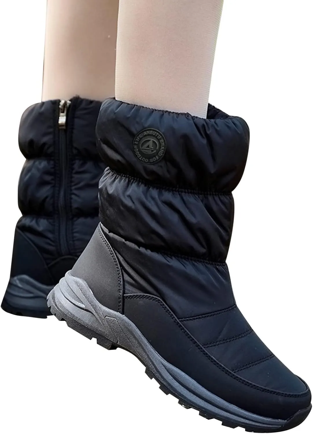 Black Winter Boots for Women Short Womens Winter Ankle Snow Boots Women Winter Booties Size 11 Womens Waterproof Hiking Boots Extra Wide Width Botas De Mujer Para La Nieve Que No Se Resbale