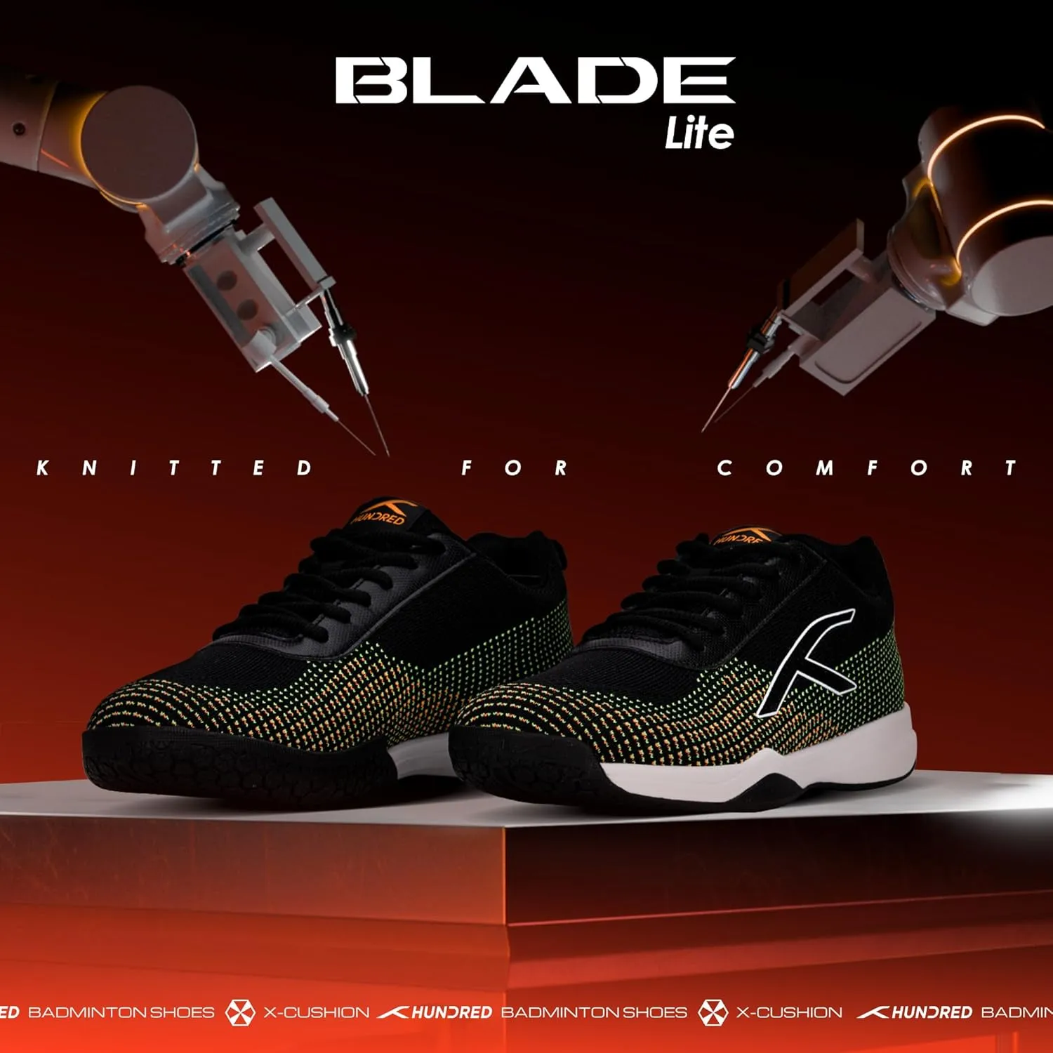 Blade Lite Non Marking Badminton Shoes | Unisex | Material: Knitted Upper & Rubber Sole | Perfect for Squash, Table Tennis, Volleyball, Basketball