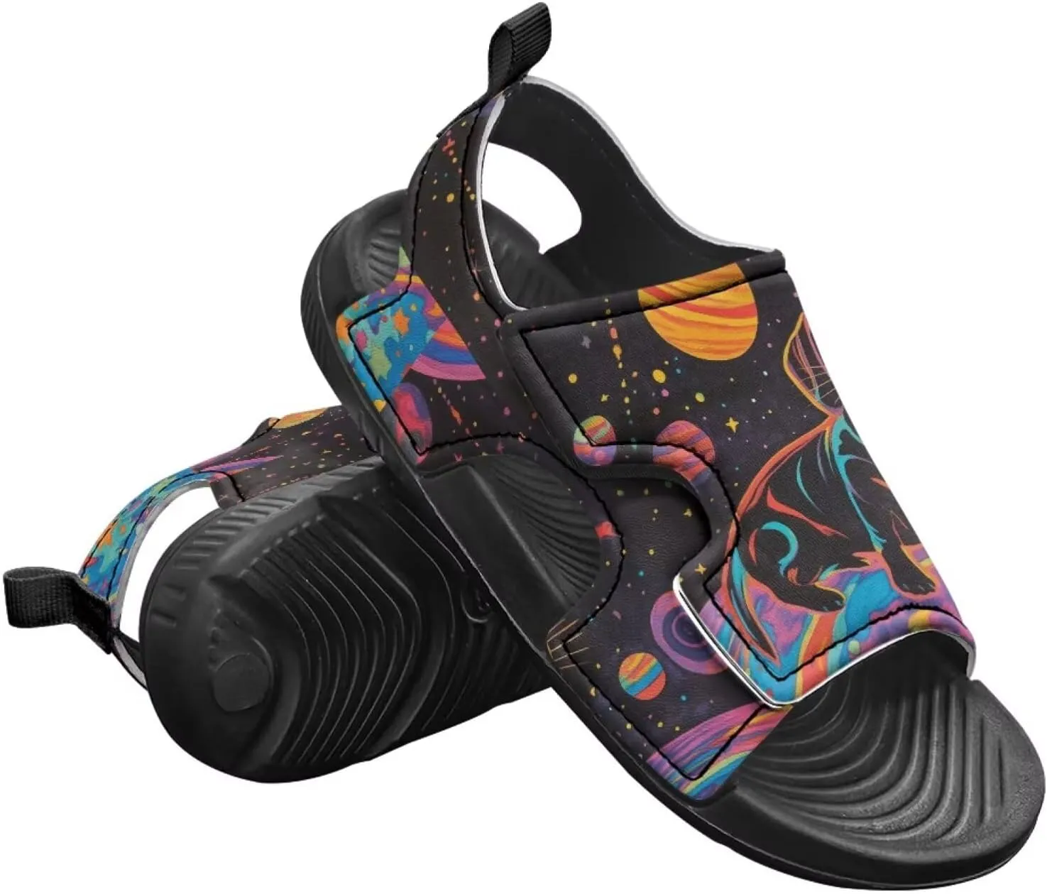 Boys Flame Sandals Kids Open Toe Outdoor Hiking Sandals Lightweight Athletic Beach Water Sport Shoes Adjustable
