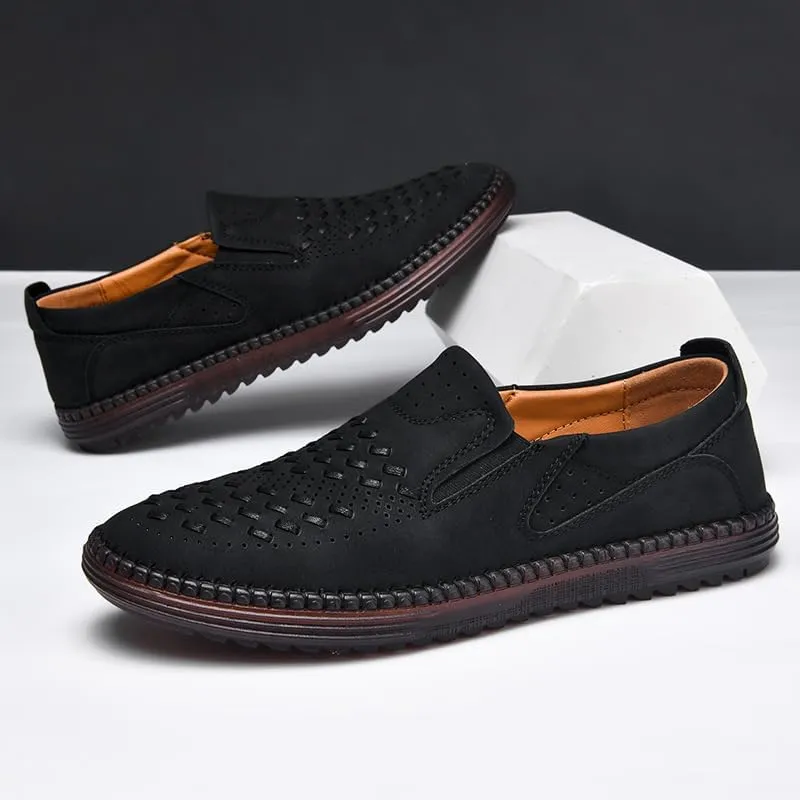 Carter James Genuine Leather Loafer Mens Comfortable Casual Slip On Loafers Lightweight Breathable Walking Shoes