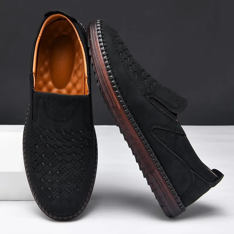 Carter James Genuine Leather Loafer Mens Comfortable Casual Slip On Loafers Lightweight Breathable Walking Shoes