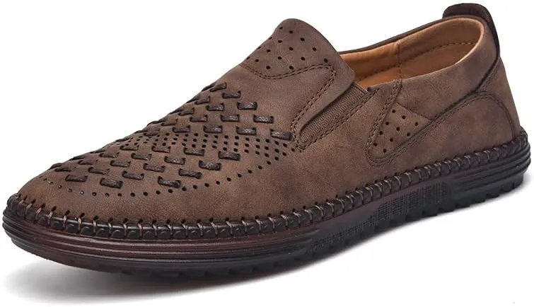 Carter James Genuine Leather Loafer Mens Comfortable Casual Slip On Loafers Lightweight Breathable Walking Shoes