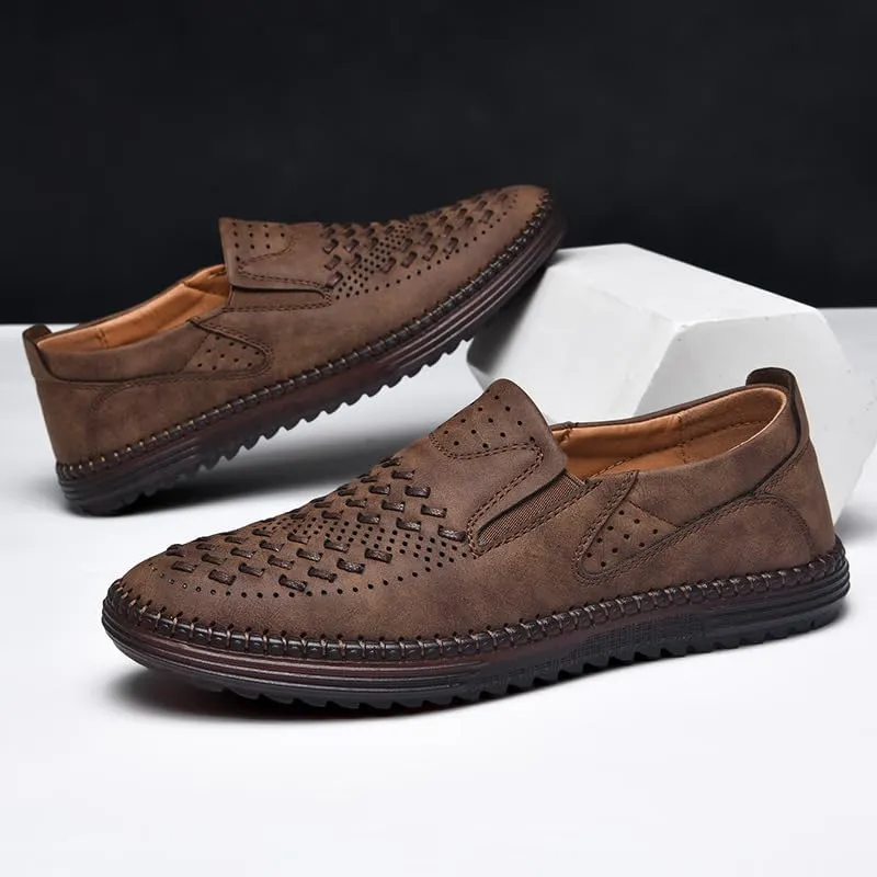Carter James Genuine Leather Loafer Mens Comfortable Casual Slip On Loafers Lightweight Breathable Walking Shoes
