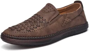 Carter James Genuine Leather Loafer Mens Comfortable Casual Slip On Loafers Lightweight Breathable Walking Shoes