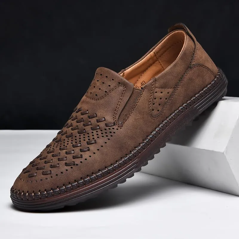 Carter James Genuine Leather Loafer Mens Comfortable Casual Slip On Loafers Lightweight Breathable Walking Shoes