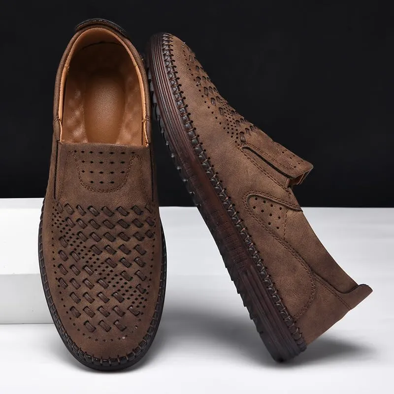 Carter James Genuine Leather Loafer Mens Comfortable Casual Slip On Loafers Lightweight Breathable Walking Shoes