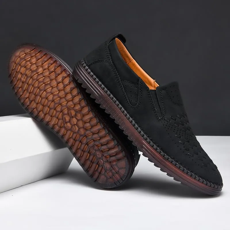 Carter James Genuine Leather Loafer Mens Comfortable Casual Slip On Loafers Lightweight Breathable Walking Shoes