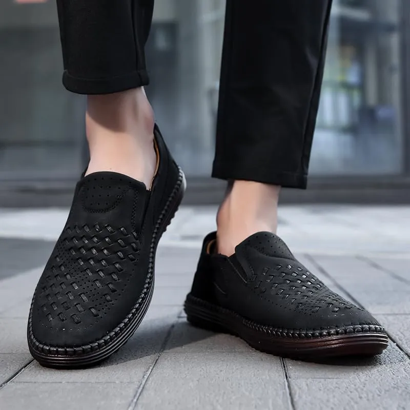 Carter James Genuine Leather Loafer Mens Comfortable Casual Slip On Loafers Lightweight Breathable Walking Shoes