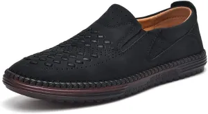 Carter James Genuine Leather Loafer Mens Comfortable Casual Slip On Loafers Lightweight Breathable Walking Shoes