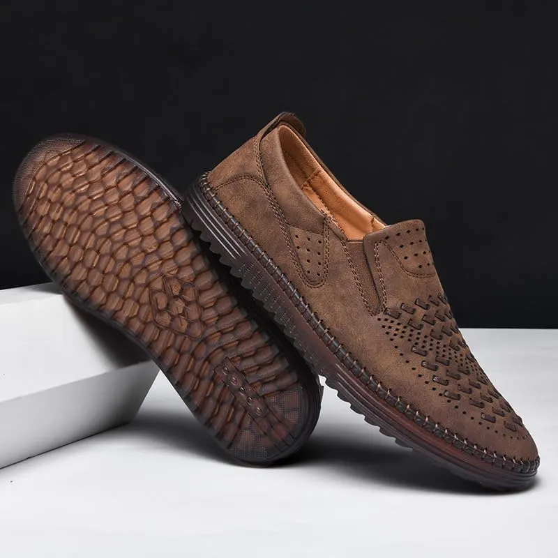 Carter James Genuine Leather Loafer Mens Comfortable Casual Slip On Loafers Lightweight Breathable Walking Shoes