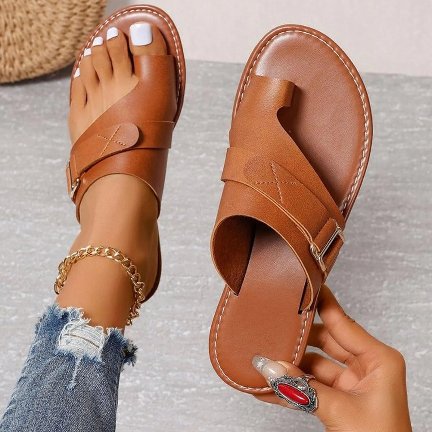 Cathalem Gladiator Sandals for Women Comfortable Orthopedic Sandals Womens Dressy Summer Flip Flops Casual Walking Wedges