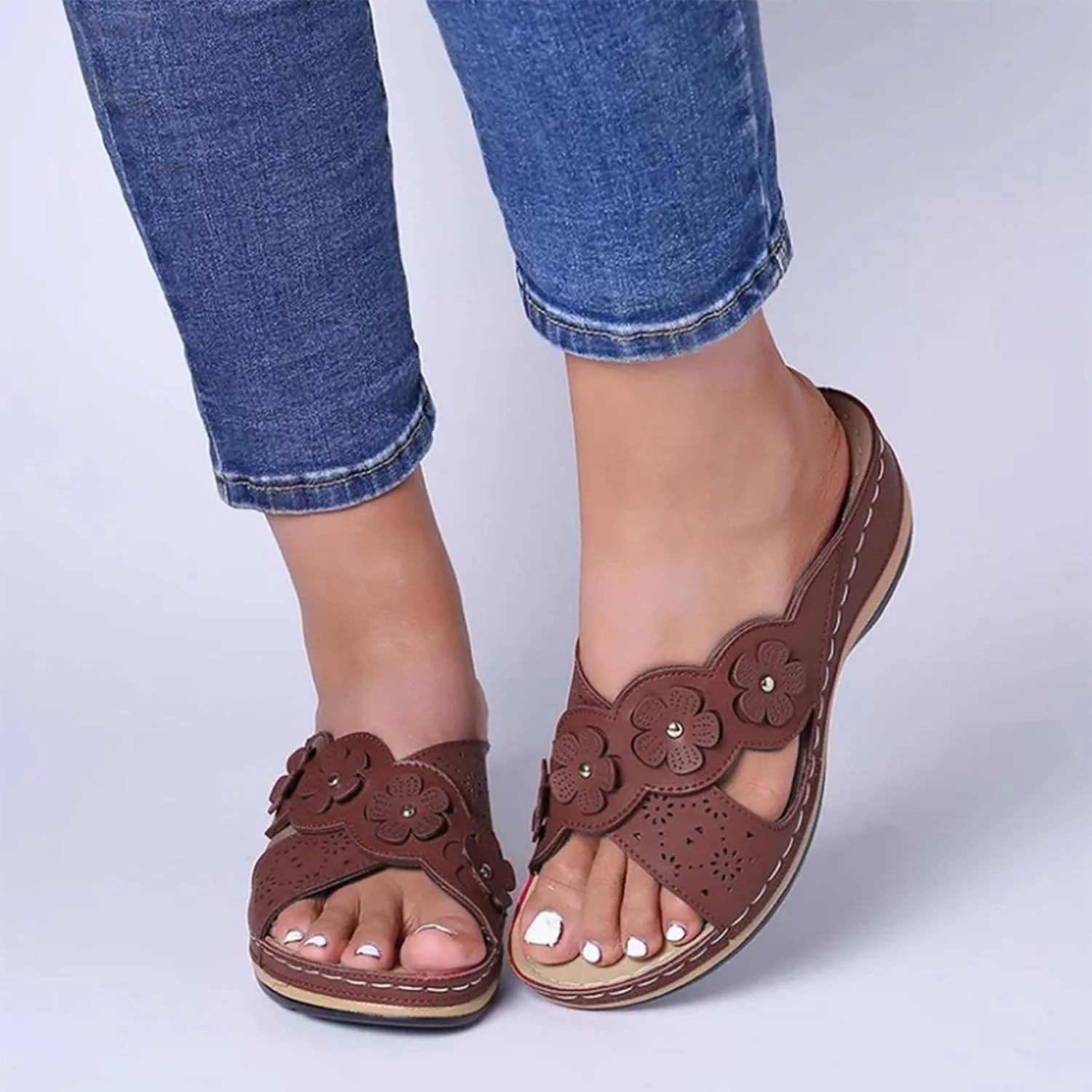 Cathalem Platform Flip Flops for Women Wedge Sandals Comfortable Walking Sandals Cushion Footbed Platform Sandals