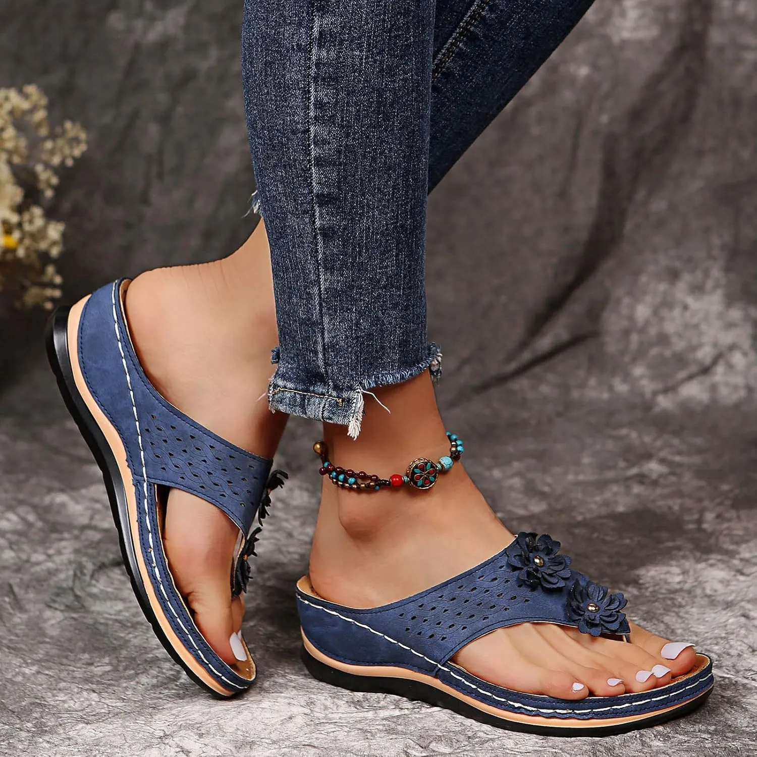 Cathalem Summer Sandals for Women 2024 Arch Support Sandals Casual Orthotic Sandals Comfortable Walking Sandals Thong Sandals