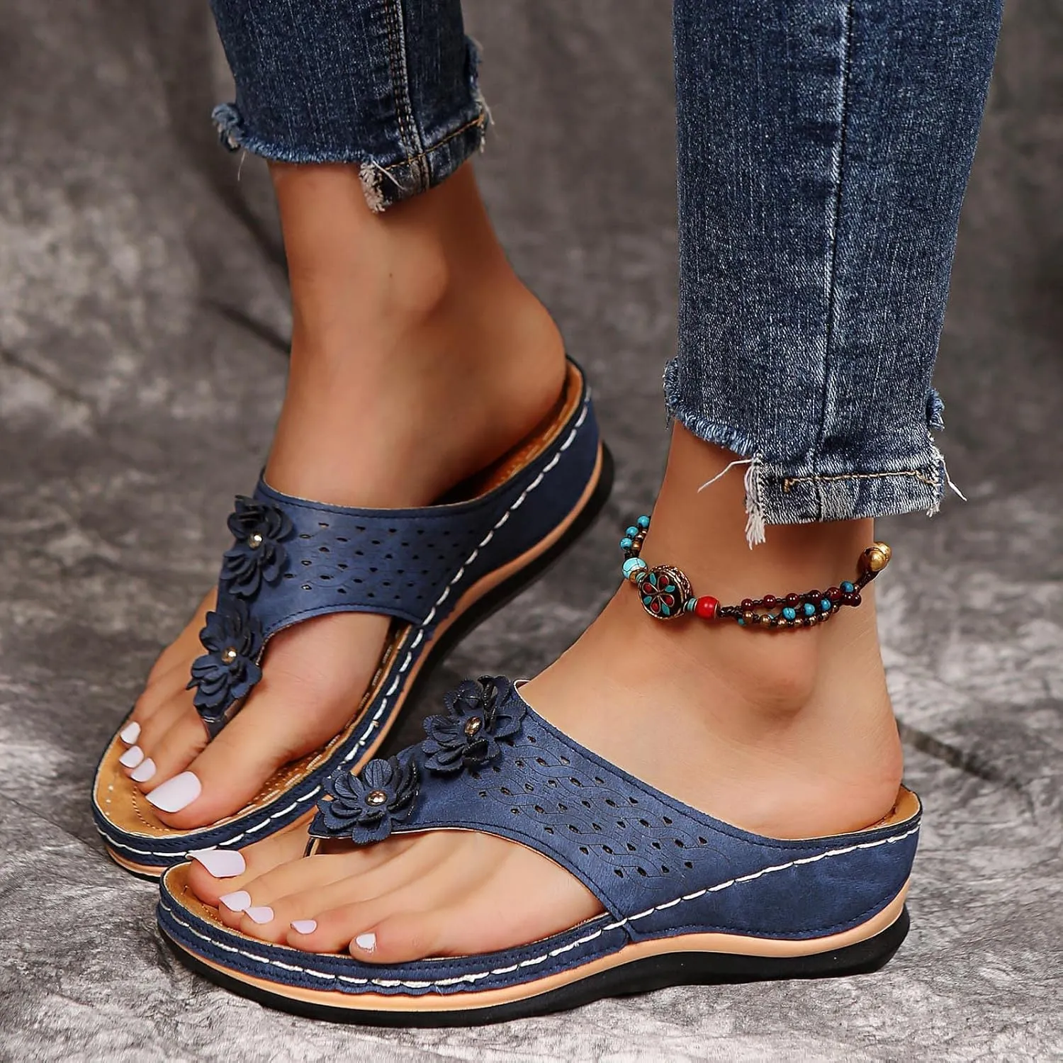 Cathalem Summer Sandals for Women 2024 Arch Support Sandals Casual Orthotic Sandals Comfortable Walking Sandals Thong Sandals