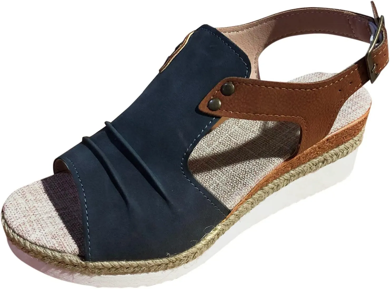 Cathalem Summer Sandals for Women 2024 Flat Open Toe Ankle Strap Espadrilles Sandals Casual Slip on Beach Sandals