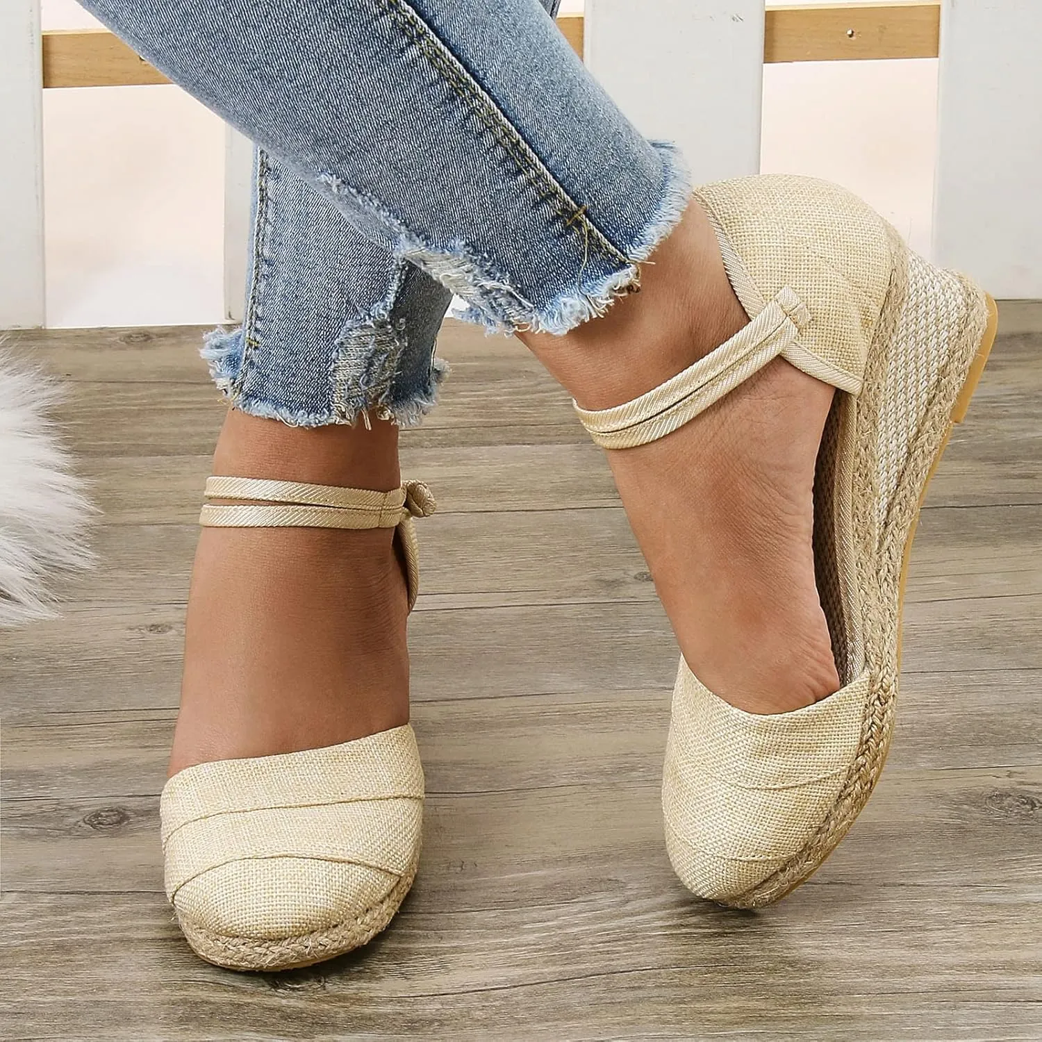 Cathalem Summer Sandals for Women 2024 Orthopedic Sandals for Women Comfy Espadrille Wedge Platform Sandal Close Toe Shoes