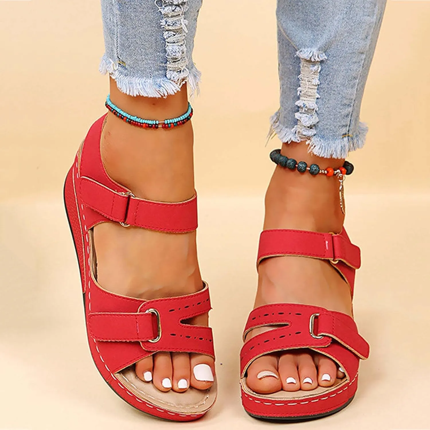 Cathalem Summer Sandals for Women 2024 Wide Women's Sandals Women's Comfortable Women's Sandals with Arch Support