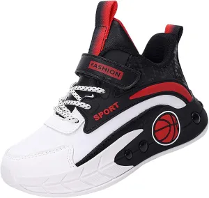 Childrens Boys Basketball Sneakers High Top Non Slip Padded Lace Sport Shoes Kids Flat Strap Breathable Sneakers