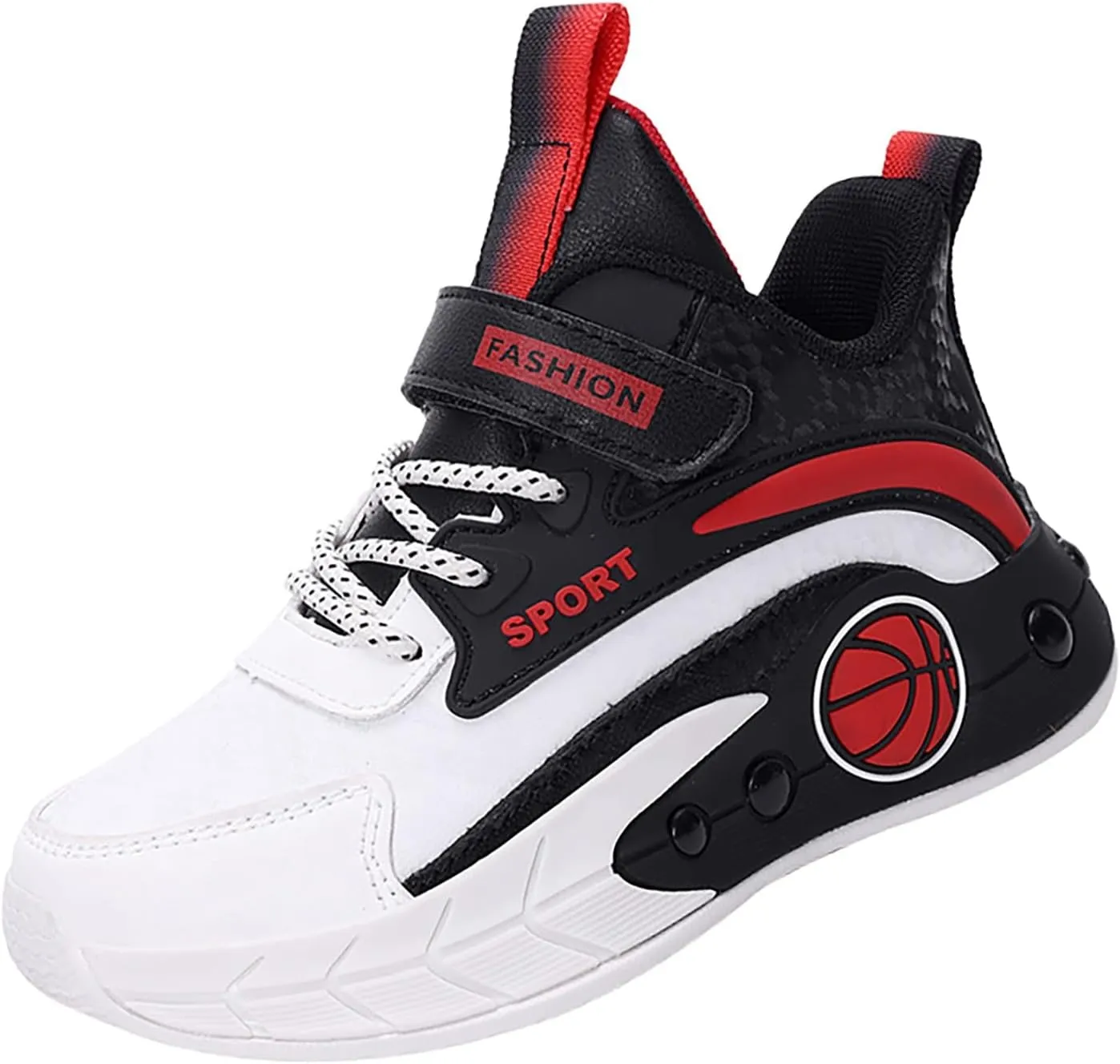 Childrens Boys Basketball Sneakers High Top Non Slip Padded Lace Sport Shoes Kids Flat Strap Breathable Sneakers