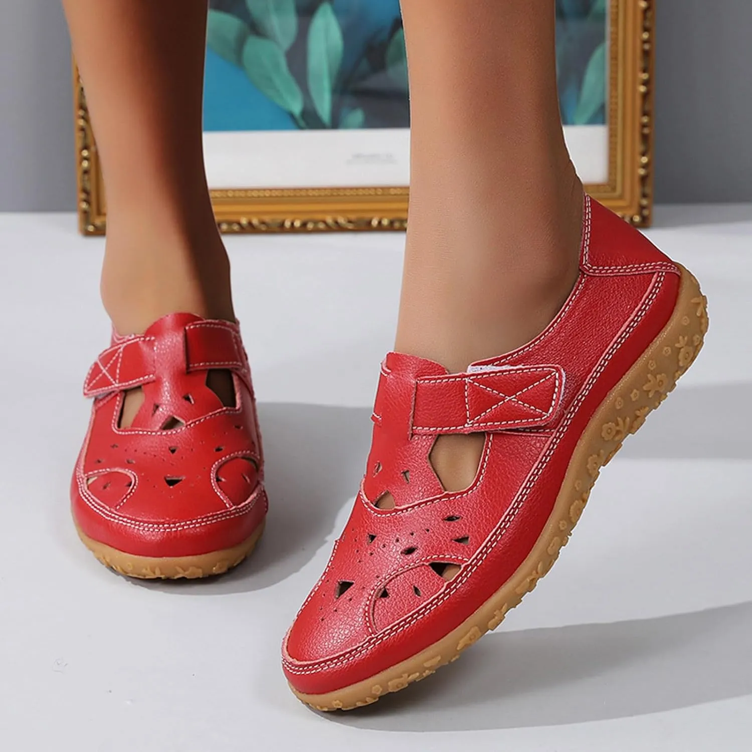 Closed Toe Sandals for Women 2025 Dressy Summer Comfortable Flat Sandals with Arch Support Breathable Hollow Out Flat Shoes Wide Width Orthopedic Sandal Dress Shoes